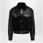 Versace Black Denim and Leather Bomber Jacket
