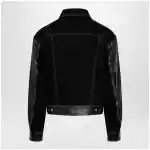 Versace Black Denim and Leather Bomber Jacket