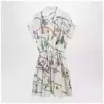Versace Printed silk twill mini shirt dress in ivory