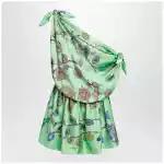 Versace Green printed silk twill mini dress