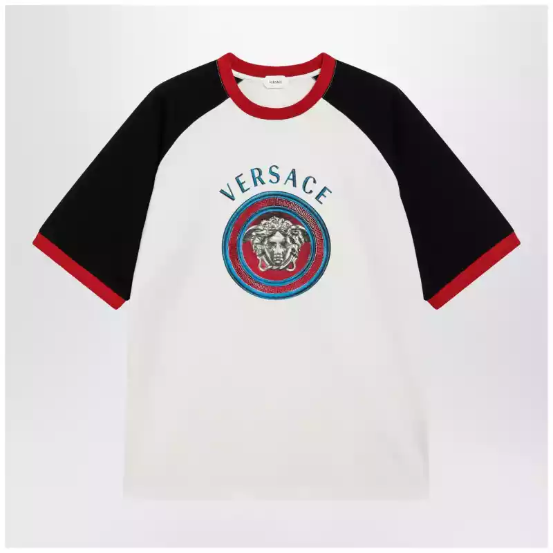 Versace White/black cotton T-shirt with Medusa print