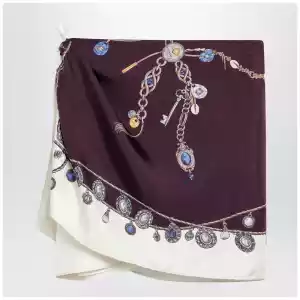 Versace Stolen Jewels printed silk twill mini skirt in burgundy