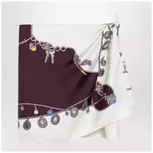 Versace Stolen Jewels printed silk twill mini skirt in burgundy