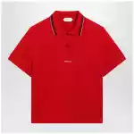 Versace Lipstick red cotton piqué polo with embroidered logo