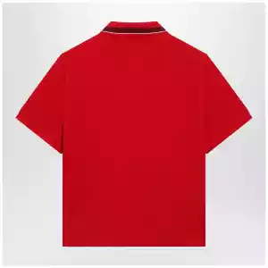 Versace Lipstick red cotton piqué polo with embroidered logo