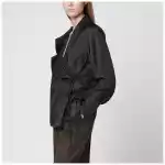Dries Van Noten Black wrap shirt with jacquard texture