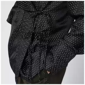 Dries Van Noten Black wrap shirt with jacquard texture