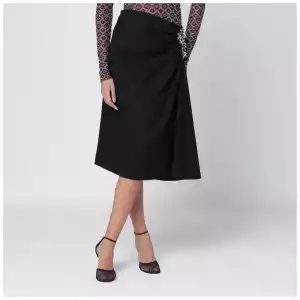 Dries Van Noten Navy blue draped skirt with brooch