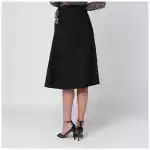 Dries Van Noten Navy blue draped skirt with brooch