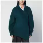 Dries Van Noten Oversized petroleum green mohair-blend sweater
