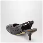 Dries Van Noten Brown aged leather perforated slingback shoes