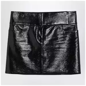 Courreges Courrèges Black Belted Vinyl Mini Skirt