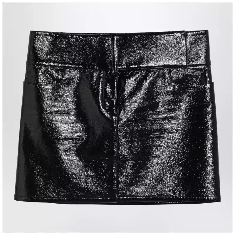 Courreges Courrèges Black Belted Vinyl Mini Skirt