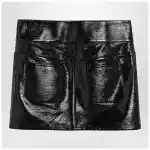 Courreges Courrèges Black Belted Vinyl Mini Skirt