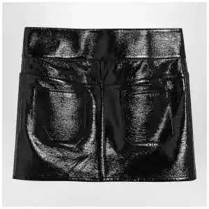 Courreges Courrèges Black Belted Vinyl Mini Skirt