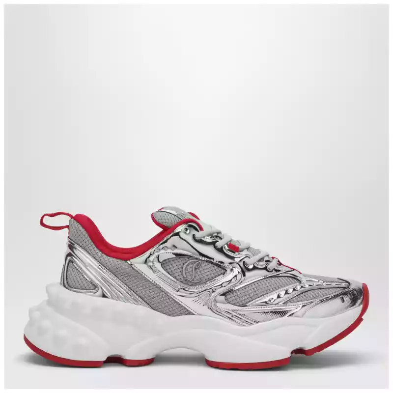 Christian Louboutin So Flo running sneaker Silver/Red