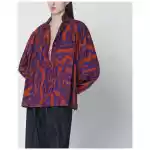 Dries Van Noten Loose shirt with ruffle details and Crushed Stripe print