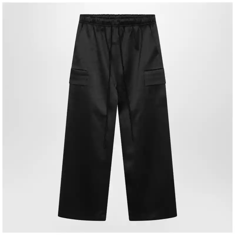 Fear of God Essentials Black satin cargo trousers