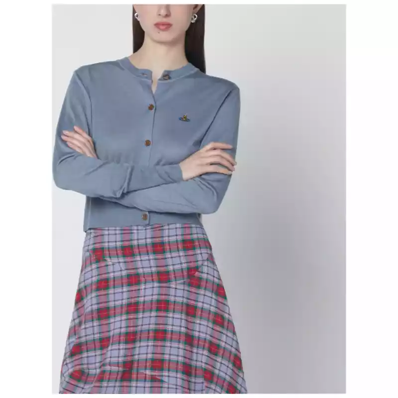 Vivienne Westwood Ice-blue cropped wool and silk cardigan