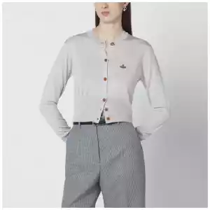 Vivienne Westwood Light grey cropped wool and silk cardigan