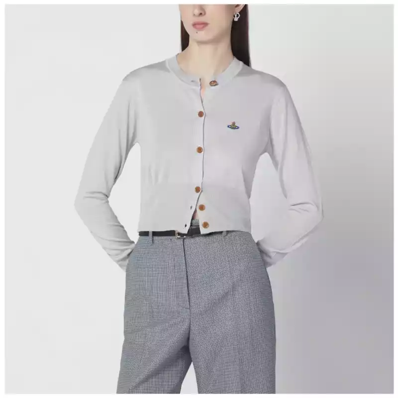 Vivienne Westwood Light grey cropped wool and silk cardigan