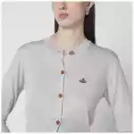 Vivienne Westwood Light grey cropped wool and silk cardigan