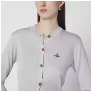 Vivienne Westwood Light grey cropped wool and silk cardigan