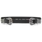 Golden Goose Black Washed Leather Belt With Double Silver Buckle