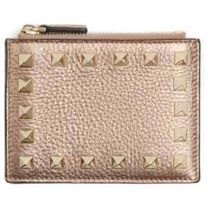 Valentino Garavani-Rockstud grainy card holder