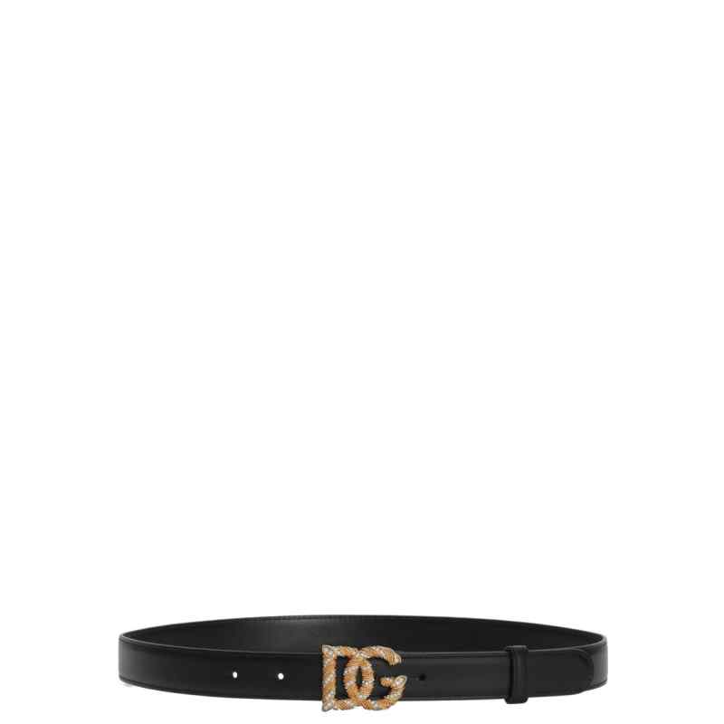 Dolce & Gabbana-leather belt with a gold-tone DG logo buckle
