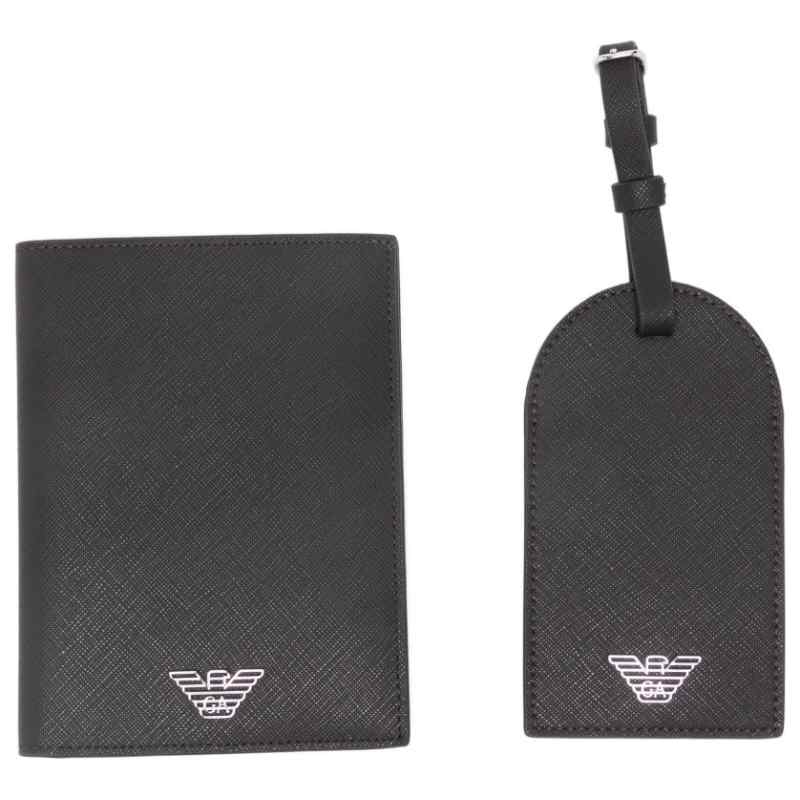 190153478-ss26-earmaniexclusivepre-em005412af13666ub104 Emporio Armani Asv Recycled Saffiano Leather Passport Holder And Tag Gift Box