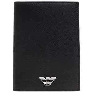 Emporio Armani Asv Regenerated Saffiano Leather Passport Holder With Eagle Plate