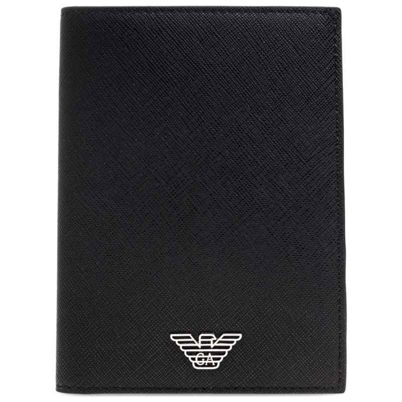 Emporio Armani Asv Regenerated Saffiano Leather Passport Holder With Eagle Plate