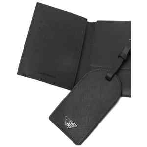 Emporio Armani Asv Gift Box With Regenerated Saffiano Passport Holder And Tag