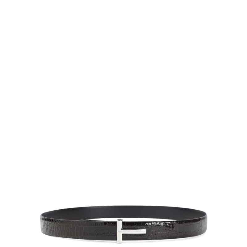 Tom Ford T-shaped buckle silver-tone hardware Leather belt