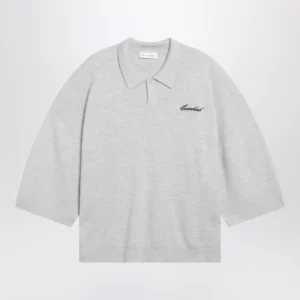 Fear of God Essentials Signature knit polo with 3/4 sleeves in mélange beige