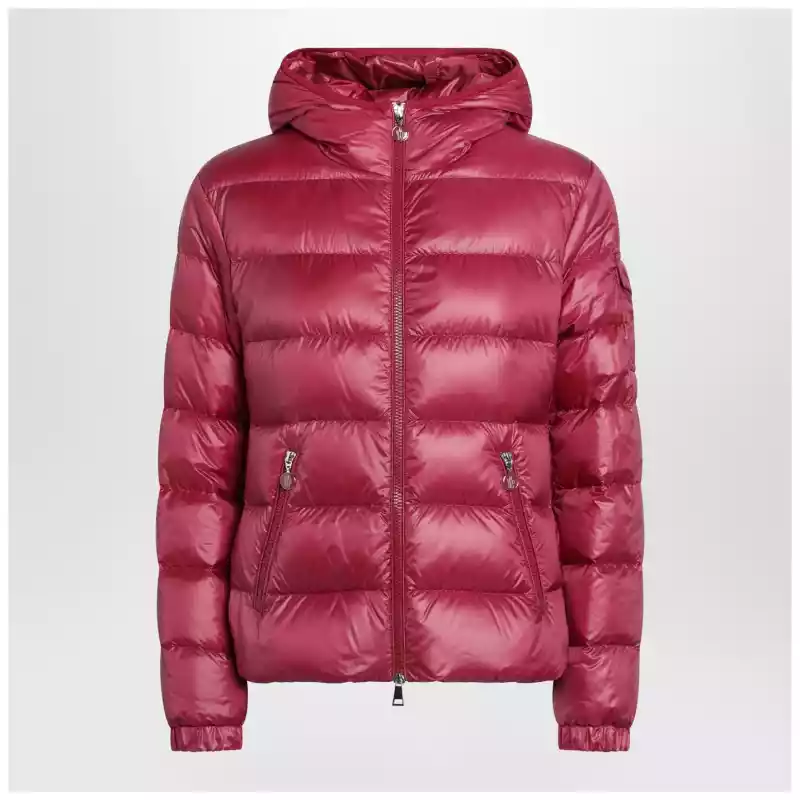 Moncler Glesse short padded jacket with hood in red