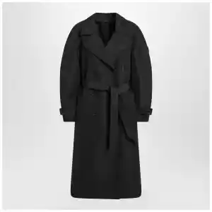Moncler X Edward Enninful Black double-breasted trench coat with belt