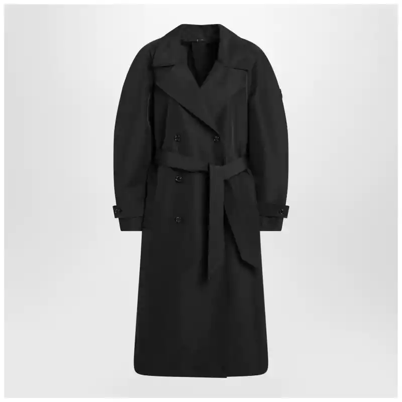 Moncler X Edward Enninful Black double-breasted trench coat with belt