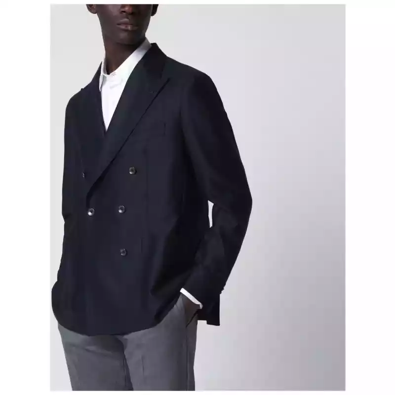 Tagliatore Blue wool double-breasted jacket