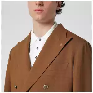 Tagliatore Caramel double-breasted wool jacket