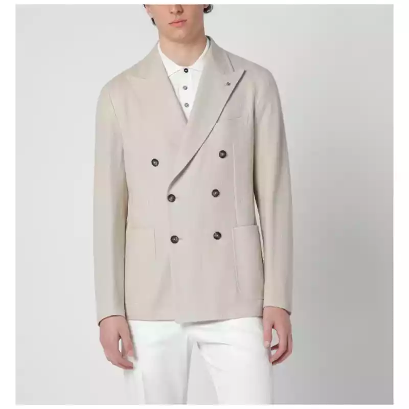 Tagliatore Beige double-breasted cotton jacket