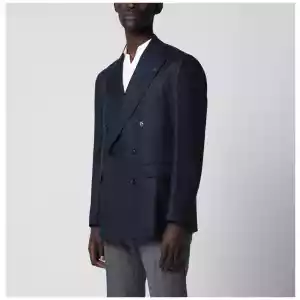 Tagliatore Double-breasted blue linen jacket