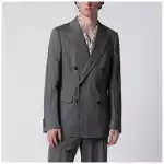 Dries Van Noten Black herringbone double-breasted jacket