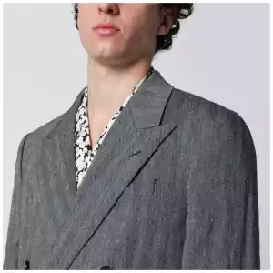 Dries Van Noten Black herringbone double-breasted jacket