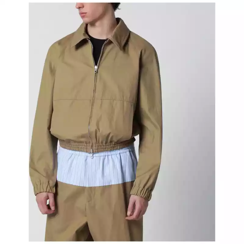 Dries Van Noten Beige cotton-blend zip-up jacket