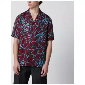 Dries Van Noten Burgundy shirt with Archive Rose print