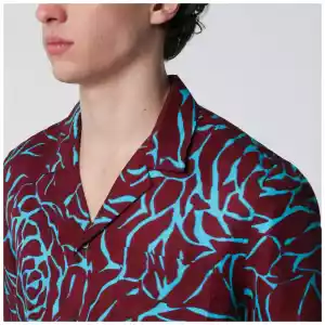 Dries Van Noten Burgundy shirt with Archive Rose print