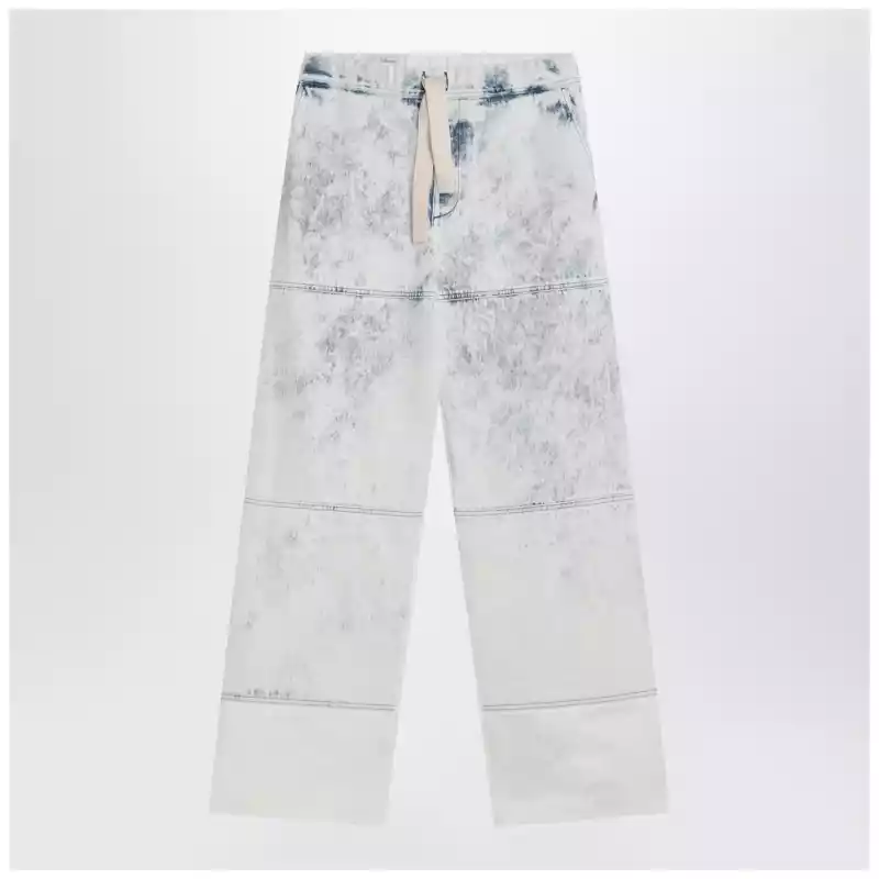 Dries Van Noten Light blue jeans with drawstring