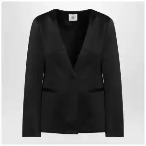 the garment Black single breasted cotton blend jacket